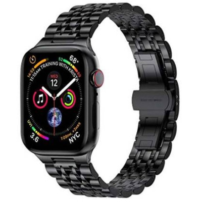 Браслет BeWatch для Apple Watch series 3 | 4 | 5 | 6 с шириной корпуса 42 | 44mm Link стальной Черный (1021401)