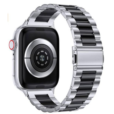 Браслет BeWatch для Apple Watch series 3 | 4 | 5 | 6 с шириной корпуса 42|44mm Duo классический стальной Серебристо-Черный (1025411) Браслет BeWatch для Apple Watch series 3 | 4 | 5 | 6 с шириной корпуса 42|44mm Duo классический стальной Серебристо-Черный (1025411)