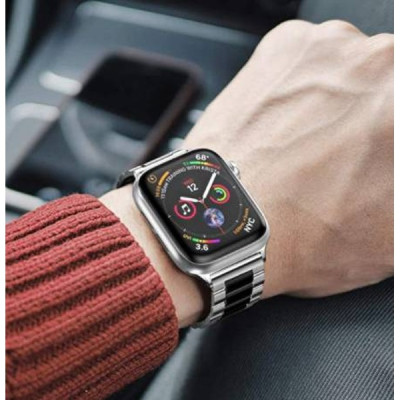 Браслет BeWatch для Apple Watch series 3 | 4 | 5 | 6 с шириной корпуса 42|44mm Duo классический стальной Серебристо-Черный (1025411) Браслет BeWatch для Apple Watch series 3 | 4 | 5 | 6 с шириной корпуса 42|44mm Duo классический стальной Серебристо-Черный (1025411)