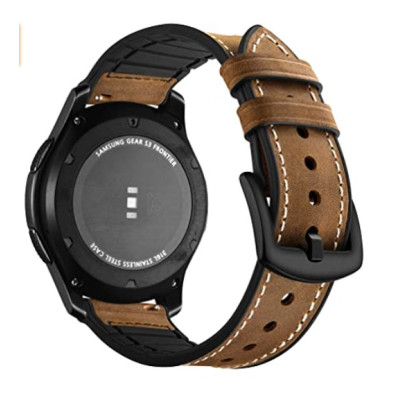 Ремінець 22мм BeWatch Шкіряний + Силікон для Mobvoi TicWatch Pro 3 | Huawei Watch GT 2 46mm | GT 2 Pro Темно Коричневий (1230103)