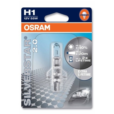 Автолампа OSRAM H1 64150SV2-01B 55W 12V P14.5S 10X1 Blister