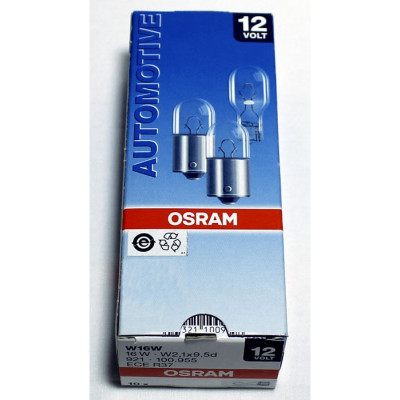Автолампа ук. OSRAM 921 W16W 12V W2,1X9,5 5X10FS Автолампа ук. OSRAM 921 W16W 12V W2,1X9,5 5X10FS