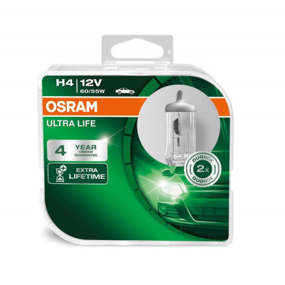 Автолампа OSRAM 64193ULT UltraLife H4 60/55W 12V P43t 10X2 HardDuopet Автолампа OSRAM 64193ULT UltraLife H4 60/55W 12V P43t 10X2 HardDuopet
