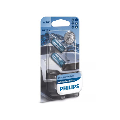 Автолампа Philips 12961WVUB2 W5W 12V W2.1X9.5d WhiteVision ultra +60% (3300K) 2шт./блистер