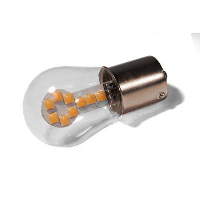 Светодиодная лампа StarLight T25 18 диодов SMD 3030 12V 1.5W AMBER в стеклянной колбе