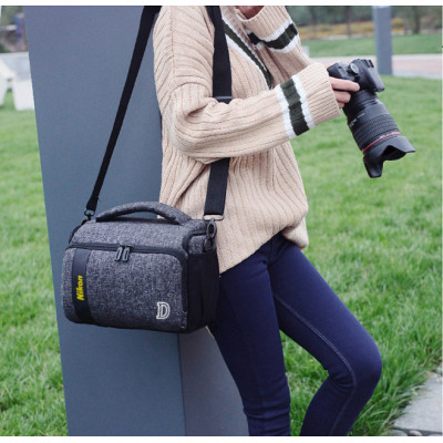 Сумка к фотоаппарату Nikon D + дождевик Серый с черным (IBF058SB1)
