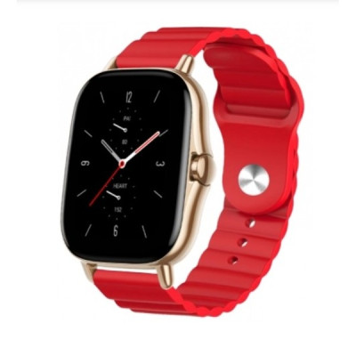 Ремешок BeWatch для Amazfit BIP | Bip Lite | Bip U / Pro/ Mini | GTS | GTS 2 (E) | GTR 42mm силиконовый 20мм Wave Красный (1010704)