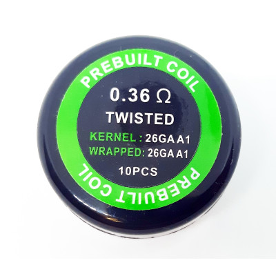 Комплект спіралей PREBUILT Twisted Coil 0.36 10 шт Ом (bs059-hbr) Комплект спіралей PREBUILT Twisted Coil 0.36 10 шт Ом (bs059-hbr)