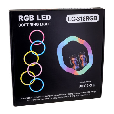 Кільцева лампа RGB LC-318 (Flower Type) 36 cm Чорний Кільцева лампа RGB LC-318 (Flower Type) 36 cm Чорний