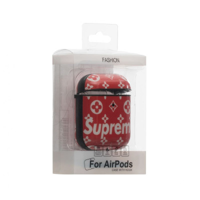 Футляр для навушників Airpods Glossy Brand Supreme red
