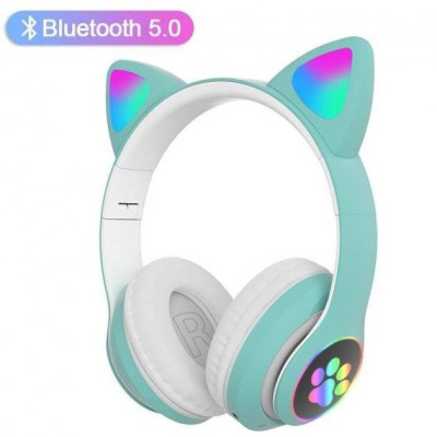Полноразмерные наушники беспроводные No Brand Cat Headset M23 Bluetooth Зеленые Полноразмерные наушники беспроводные No Brand Cat Headset M23 Bluetooth Зеленые