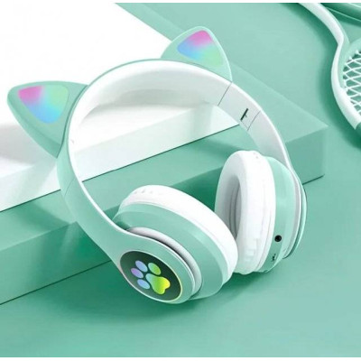 Полноразмерные наушники беспроводные No Brand Cat Headset M23 Bluetooth Зеленые Полноразмерные наушники беспроводные No Brand Cat Headset M23 Bluetooth Зеленые