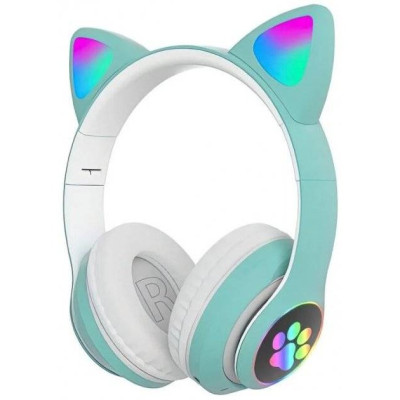 Полноразмерные наушники беспроводные No Brand Cat Headset M23 Bluetooth Зеленые Полноразмерные наушники беспроводные No Brand Cat Headset M23 Bluetooth Зеленые