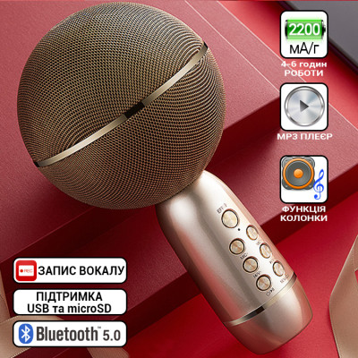 Беспроводной караоке микрофон Bluetooth Kikiyasocks Xo Hi-Fi Yaso 08YS MP3-плеер Золотистый Беспроводной караоке микрофон Bluetooth Kikiyasocks Xo Hi-Fi Yaso 08YS MP3-плеер Золотистый