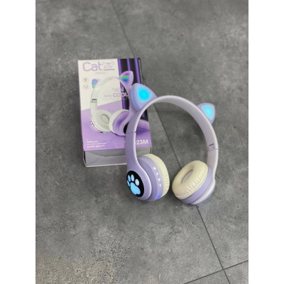 Повнорозмірні навушники бездротові No Brand Cat Headset M23 Bluetooth з RGB підсвічуванням та котячими вушками Purple Повнорозмірні навушники бездротові No Brand Cat Headset M23 Bluetooth з RGB підсвічуванням та котячими вушками Purple