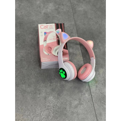 Повнорозмірні навушники бездротові No Brand Cat Headset M23 Bluetooth з RGB підсвічуванням та котячими вушками Pink Повнорозмірні навушники бездротові No Brand Cat Headset M23 Bluetooth з RGB підсвічуванням та котячими вушками Pink