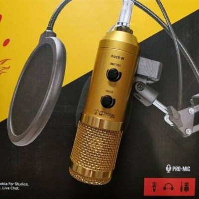 Студийный микрофон конденсаторный MUSIC KIT с держателем стойкой и защитой от ветра Music 800U настольный с усилением голоса Золотой Студийный микрофон конденсаторный MUSIC KIT с держателем стойкой и защитой от ветра Music 800U настольный с усилением голоса Золотой