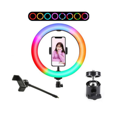 Студийная 360° светодиодная LED лампа со штативом No Brand LIVE LIGHT RGB MJ38 диаметр - 38см