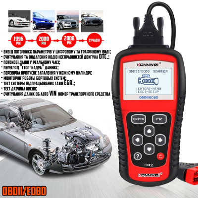 Автомобільний універсальний діагностичний сканер Konnwei OBDII/EOBD scanner 808KWHS Автомобільний універсальний діагностичний сканер Konnwei OBDII/EOBD scanner 808KWHS