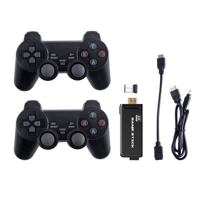 Телевизионная игровая приставка Gen Game Mini Stick 4k HDMI с двумя беспроводными геймпадами 2.4G с встроенными играми Dendy Sega Аркадные игры Game Boy Nintendo Atari PlayStation 1