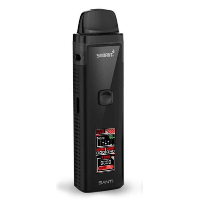 Под-система солевая электронная сигарета Smoant SANTI 40W Pod Kit 1100mAh 3.5ml Full Black (sn1340-hbr)