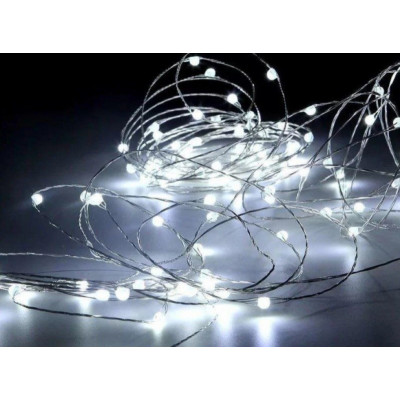 Гірлянда світлодіодна No Brand роса на батарейках 10 м, 100 LED Білий (hub_umhhja/125402)