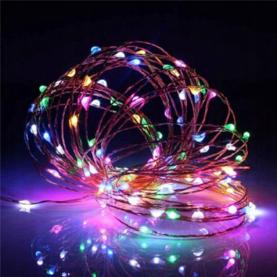 Гірлянда світлодіодна No Brand роса на батарейках 10 м, 100 LED Мультиколор (hub_4b92nd/125401)