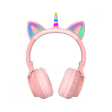 Бездротові навушники LED No Brand з котячими вушками єдиноріг STN-27 Pink
