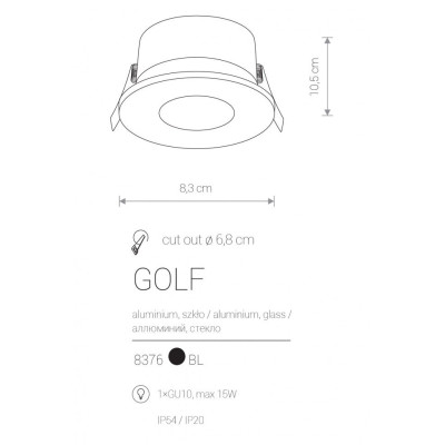 Точечный светильник для ванной GOLF BK Nowodvorski 8376