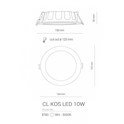 Точечный светильник CL KOS LED 10W 3000K IP44 Nowodvorski 8780 Точечный светильник CL KOS LED 10W 3000K IP44 Nowodvorski 8780