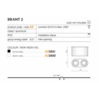 Точечный светильник AZzardo BRANT 2 AZ2820 Точечный светильник AZzardo BRANT 2 AZ2820