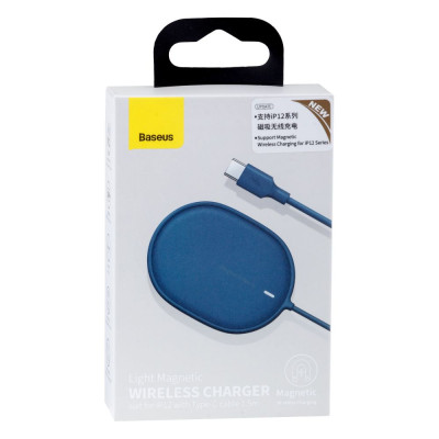 Беспроводная зарядка для телефона быстрая 15W Baseus Light Magnetic - Синяя Беспроводная зарядка для телефона быстрая 15W Baseus Light Magnetic - Синяя