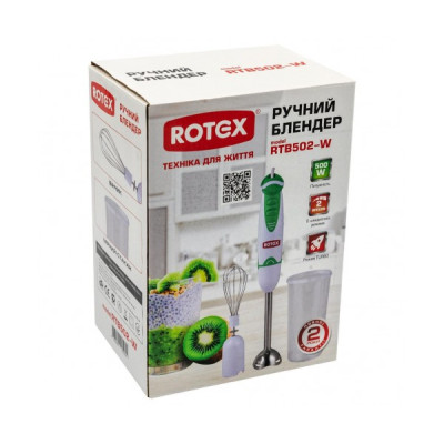 Погружной блендер Rotex RTB502-W 500 Вт Белый/зеленый Погружной блендер Rotex RTB502-W 500 Вт Белый/зеленый