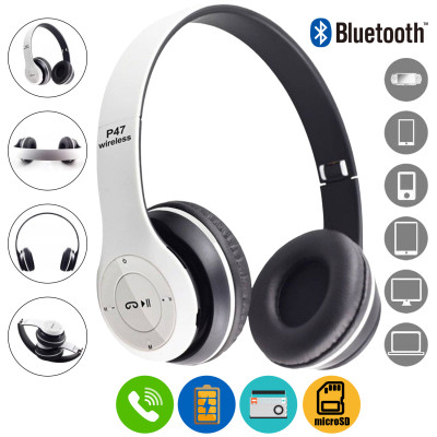 Беспроводные наушники Bluetooth Wireless Headset MDR P47 Black White Беспроводные наушники Bluetooth Wireless Headset MDR P47 Black White