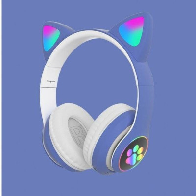 Наушники Кошачьи ушки No Brand Cute Headset 280ST Bluetooth MicroSD FM-Радио Синие+Карта памяти 32GB Наушники Кошачьи ушки No Brand Cute Headset 280ST Bluetooth MicroSD FM-Радио Синие+Карта памяти 32GB