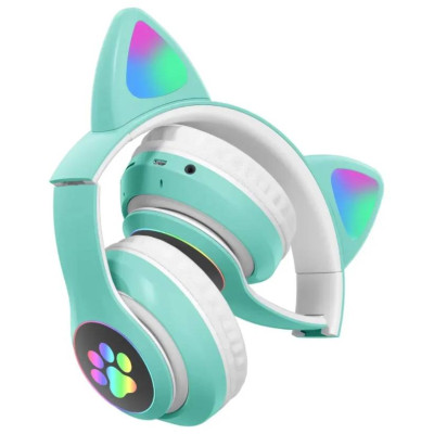 Наушники Кошачьи ушки No Brand Cute Headset 280ST Bluetooth MicroSD FM-Радио Зеленые+Карта памяти 32Gb Наушники Кошачьи ушки No Brand Cute Headset 280ST Bluetooth MicroSD FM-Радио Зеленые+Карта памяти 32Gb