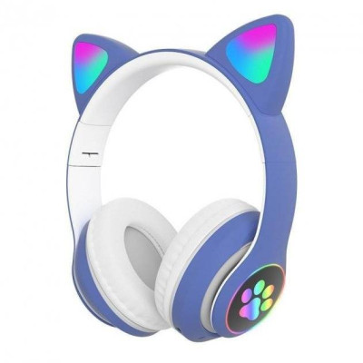 Наушники Кошачьи ушки No Brand Cute Headset 280ST Bluetooth MicroSD FM-Радио Синие