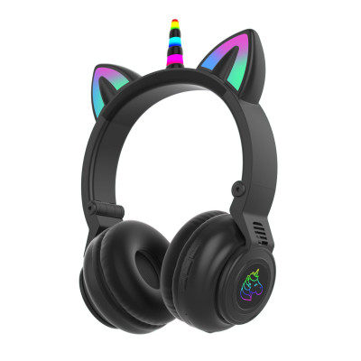 Наушники No Brand Cute Headset кошачьи ушки/единорог беспроводные с подсветкой RGB 27STN