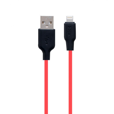 Кабель USB Hoco X21 Plus Silicone USB - Lightning 2.4A 1m Черно-Красный