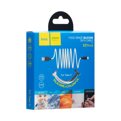 Кабель USB Hoco X21 Plus Silicone USB - Type C 1m Черно-Белый Кабель USB Hoco X21 Plus Silicone USB - Type C 1m Черно-Белый