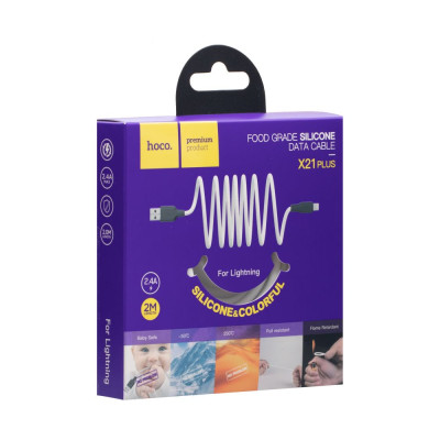 Кабель USB Hoco X21 Plus Silicone USB - Lightning 2m Черно-Белый Кабель USB Hoco X21 Plus Silicone USB - Lightning 2m Черно-Белый