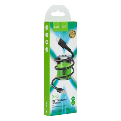 Кабель Hoco X83 USB - Lightning 2.4A 1 m Чорний Кабель Hoco X83 USB - Lightning 2.4A 1 m Чорний
