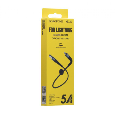 Кабель Borofone BX32 Munificent USB - Lightning 3А 0.25 m Черный Кабель Borofone BX32 Munificent USB - Lightning 3А 0.25 m Черный