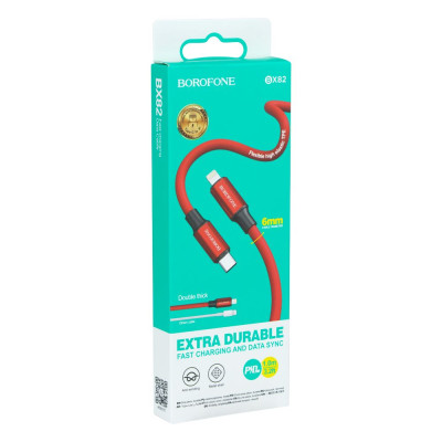 Кабель Borofone BX82 Extra Durable 20W PDType C to Lightning 3A 1 m Красный