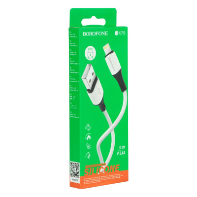 Кабель Borofone BX79 IP Silicone USB - Lightning 2.4A 1 m Белый Кабель Borofone BX79 IP Silicone USB - Lightning 2.4A 1 m Белый