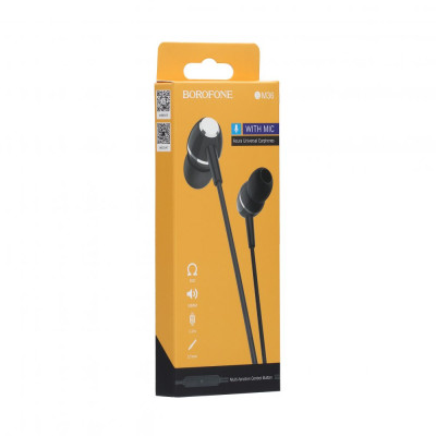 Проводные наушники Borofone 3.5 mm BM36 Acura вакуумные с микрофоном 1.2 m Black Проводные наушники Borofone 3.5 mm BM36 Acura вакуумные с микрофоном 1.2 m Black