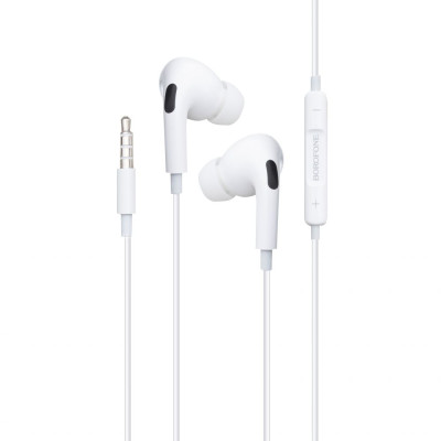 Проводные наушники Borofone 3.5 mm BM30 Pro вакуумные с микрофоном 1.2 m White