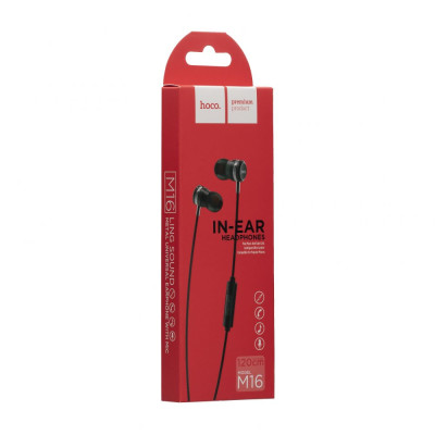 Дротові навушники Hoco 3.5 mm M16 Ling Sound вакуумні з мікрофоном 1.2 m Black Дротові навушники Hoco 3.5 mm M16 Ling Sound вакуумні з мікрофоном 1.2 m Black