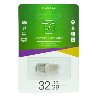 Флеш память T&G OTG -Type C USB 3.0 32GB Metal 104 Steel