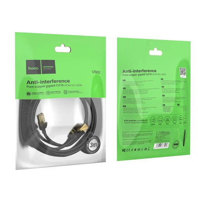 Кабель RJ45 HOCO LAN Level pure copper gigabit ethernet cable US02 5 м чорний Кабель RJ45 HOCO LAN Level pure copper gigabit ethernet cable US02 5 м чорний